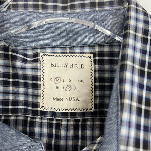 Billy Reid Plaid Button Front Shirt Chest Pockets Size Medium Fit 2 GUC A1514 - Picture 5 of 12